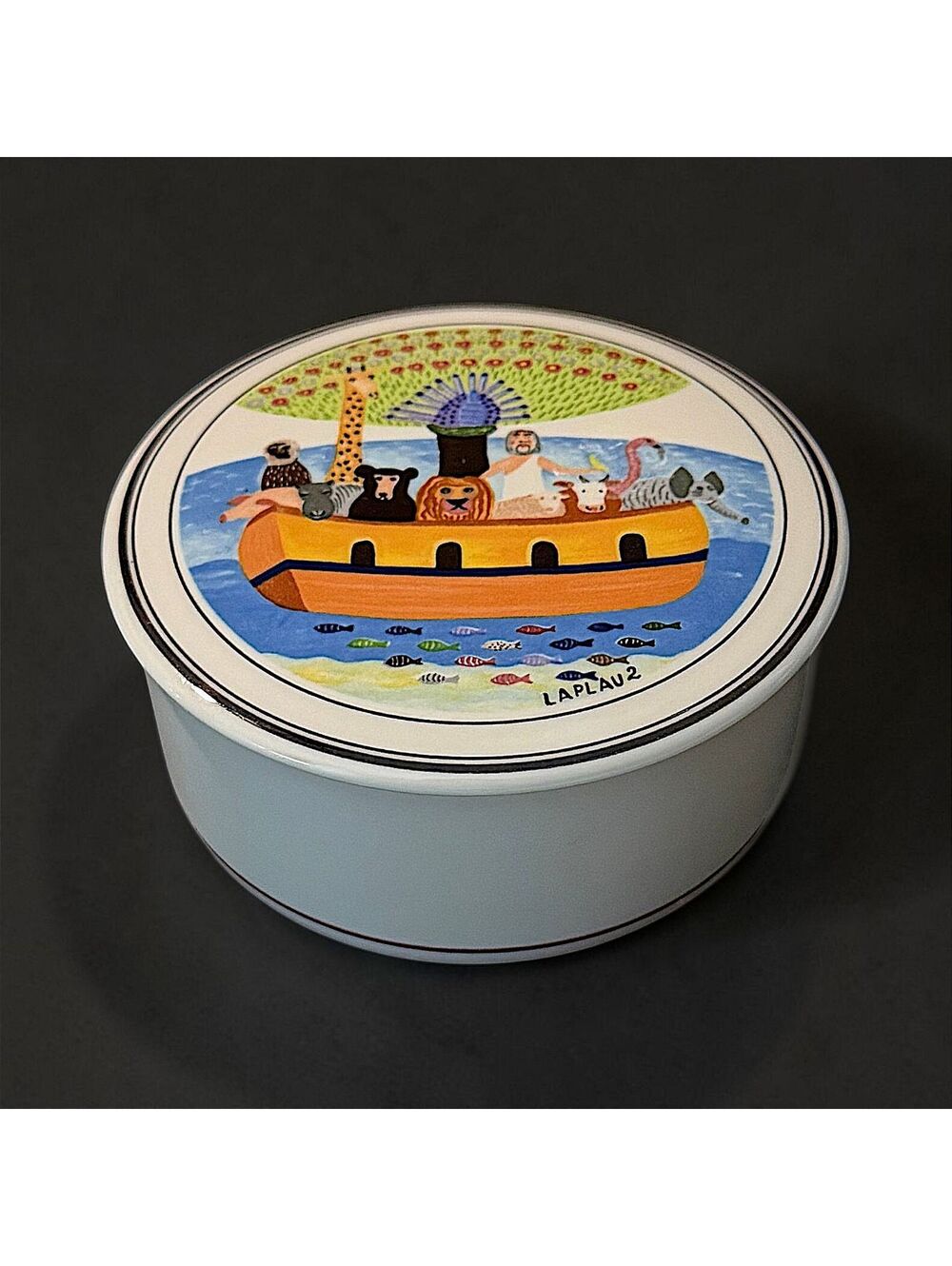 Vintage Villeroy & Boch Design Naif Laplau 2 Noah's Ark Trinket Box 4 Inch